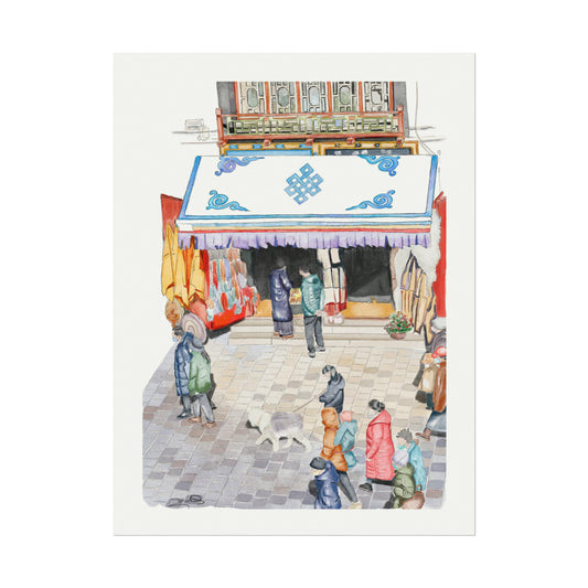 Stroll in Downtown Lhasa Art Print